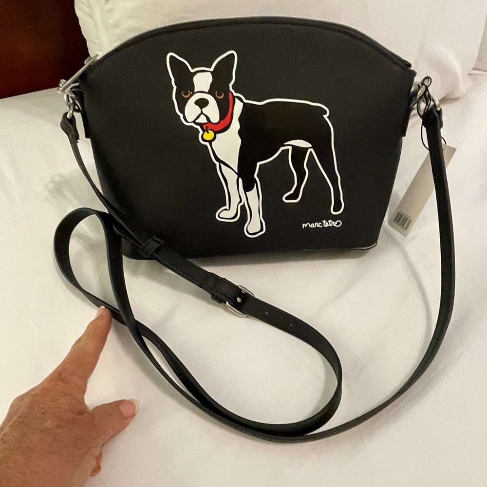 Marc Tetro French Bulldog Crossbody / Shoulder Bag Handbag Black & White